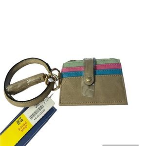NWT DS bags hands free removable key ring bracelet wallet 4card spots change